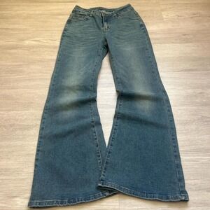 Blue Flared Y2K Mudwash Jeans 26x28 Vintage 2000s Super Faded